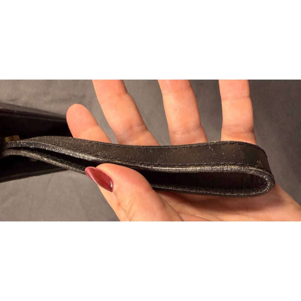 Burberrys Black Leather Clutch Bag Wristlet Pouch Zippered Front Pocket Vintage - Picture 7 of 12